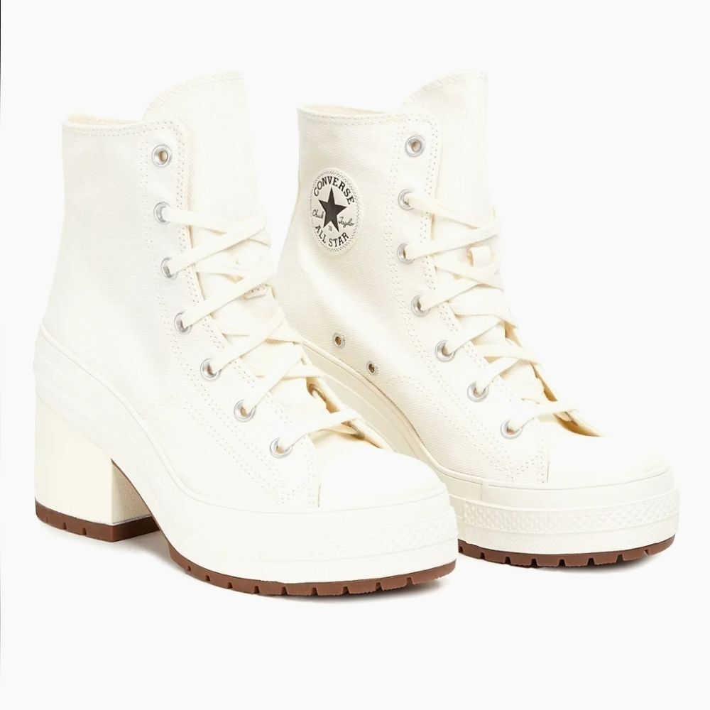 Converse Chuck 70 Luxe Heel 75MM Canvas Sneakers- Egret Black‎